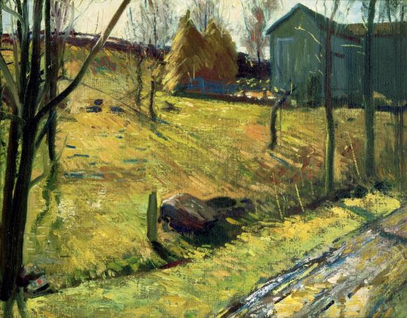 Haystacks and Barn, George Bellows, 1909